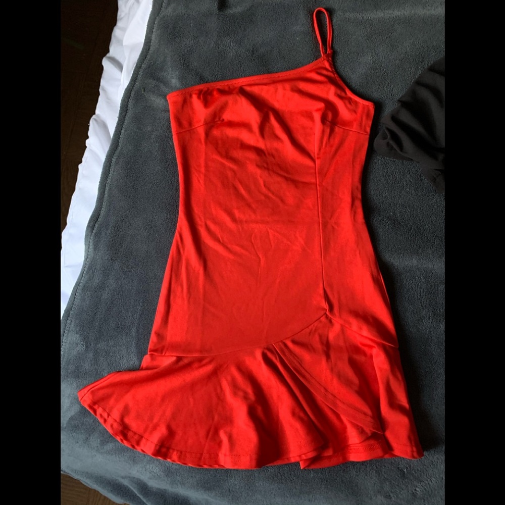 Zaful red one shoulder mini dress